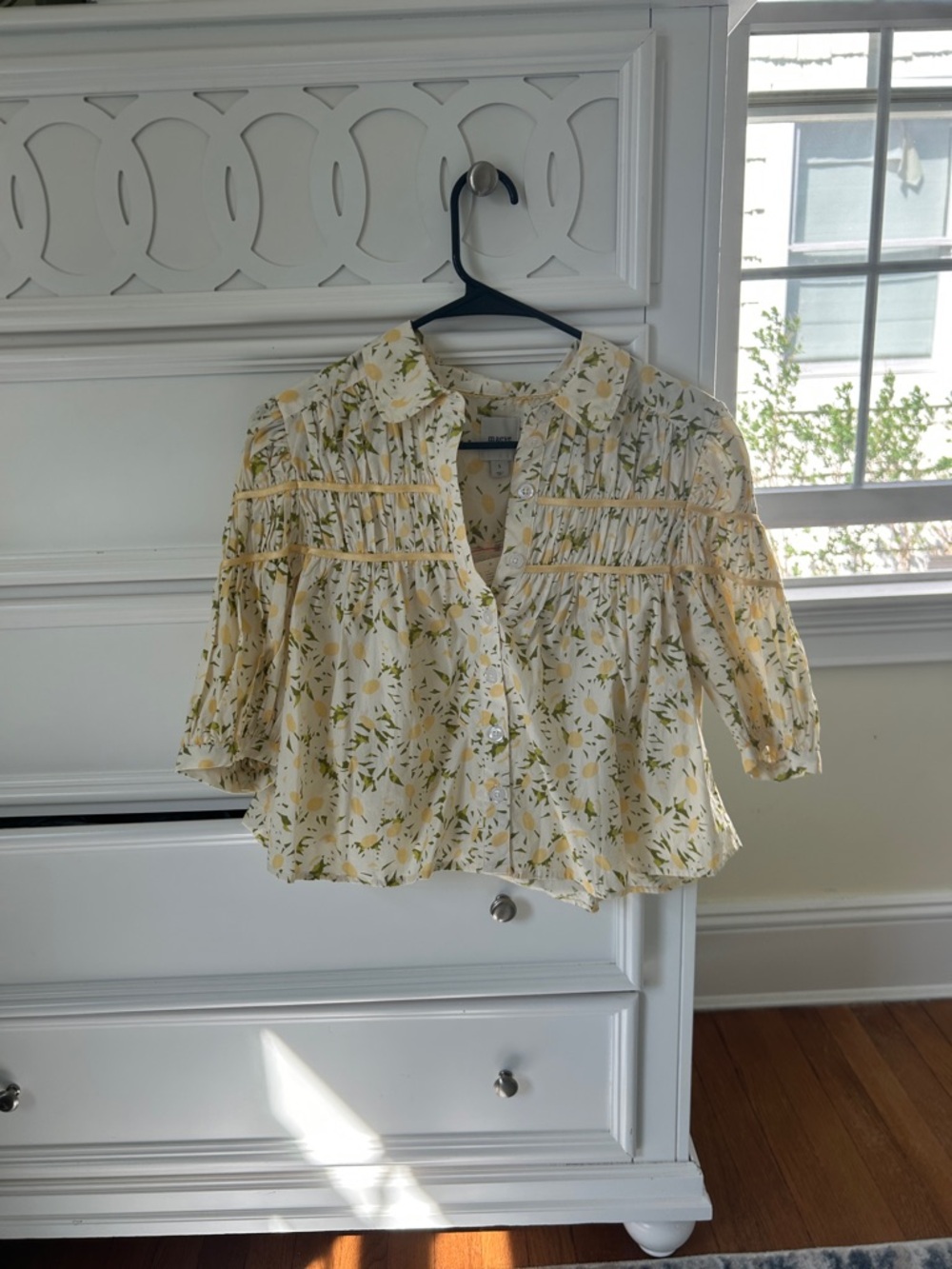 NEW WITH TAGS Maeve Yellow Floral Puff-Sleeve Blouse